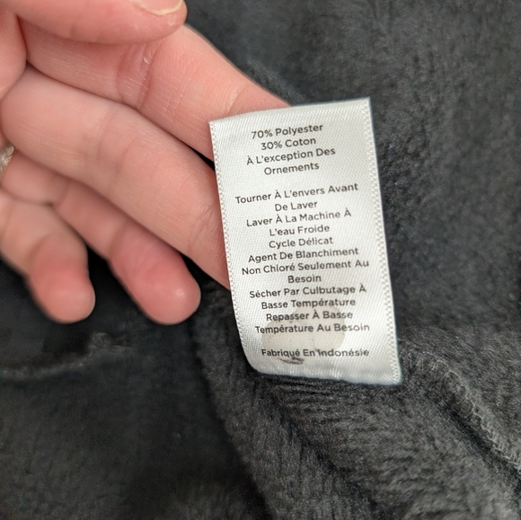 Talbot's Black Long Zip Up Fleece Lined Jacket With Draw String Large [133] - Picture 5 of 12